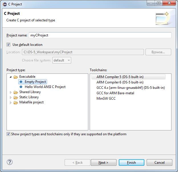 2 Working with projects 2.2 Creating a new C or C++ project 2.2 Creating a new C or C++ project Use the options in the C Project dialog to create a new C or C++ project.