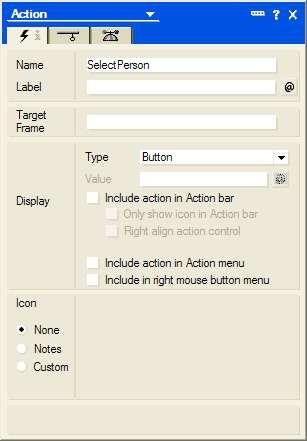 4. Click Create > Action > Action... to add a new action to this view.