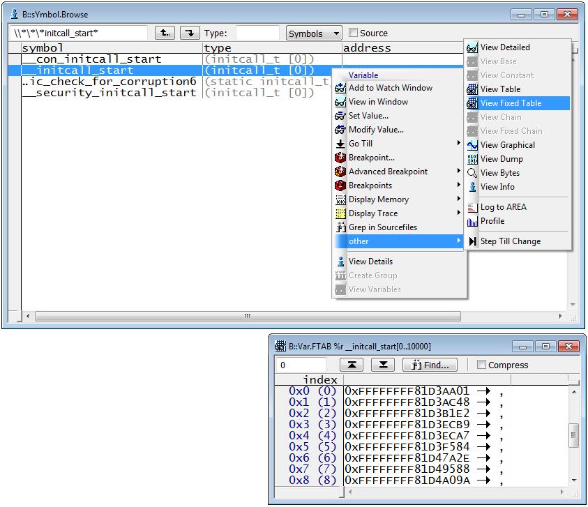 Example: Debugging Built-in Device Drivers Most of the built-in device drivers are registered in the initcall table.