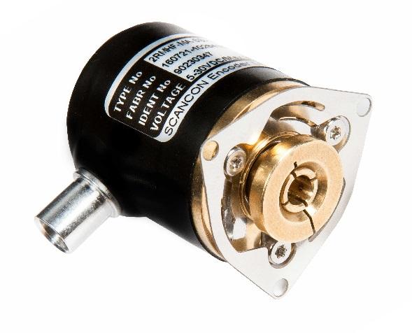 Absolute Encoder Type 2RMHF-SSI Absolute Encoder - Ø 24 mm Blind Hollow Shaft - Ø 3 mm to Ø 1/4 inch Singleturn or Multiturn SSI Interface Binary or Gray Code Preset of Zero Position Choice of