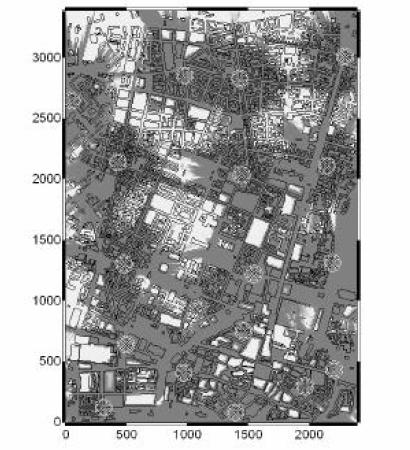 Figure 4.20 presents the coverage area for the voice service presented in [9]. The scenario in [9] simulates a city centre environment based on the city of Munich.