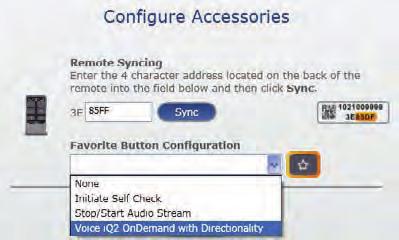 The Accessories screen provides the option of accessing Noise Control with the Favorite button.