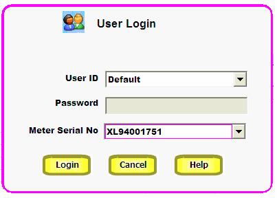 (Figure 9) accepts all user IDs & passwords configured in the meter.