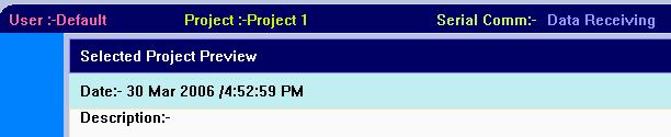 2.3 Loading a Project When you select an existing project from the Available Projects list, the upper area of the workspace shows the Project Preview which includes project description and date