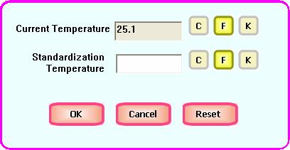 3.9 Temperature Standardization allows you to specify standardization temperature if you wish to perform standardization at a specific temperature other than the temperature reading shown by the