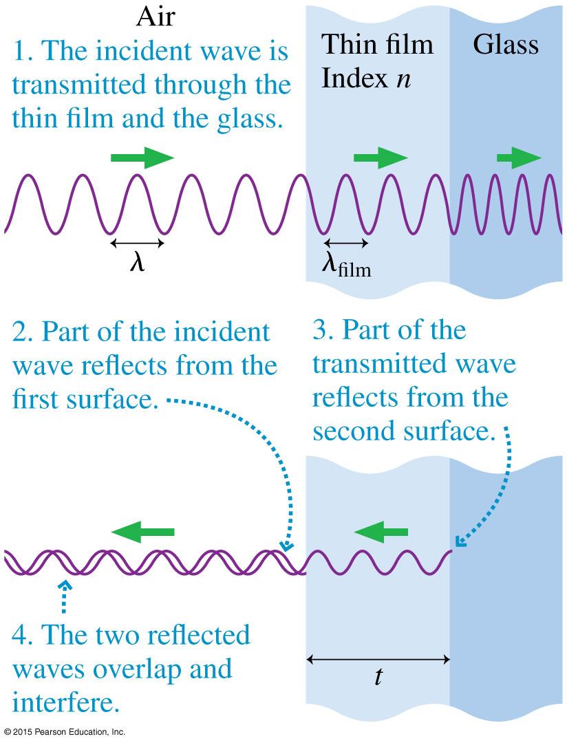 Interference of Reflected Light Waves If the waves are in phase they will interfere constructively and cause a strong