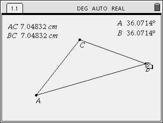 Move the cursor to one of the vertices of the triangle until it flashes and press a for 1.7 seconds and drag the point to different points on the screen.