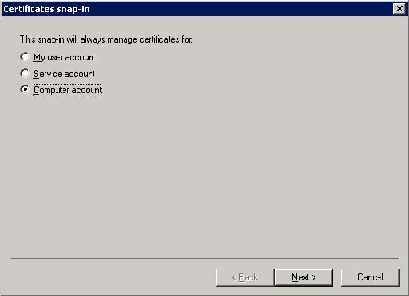 4. Select Computer account, and click NEXT. Figure 6.