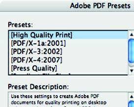 InDesign > File > Adobe PDF Presets >