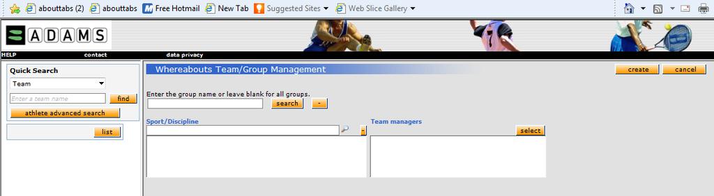 GROUPS MANAGEMENT Groups Management is a link that allows you as a team manager to access the group/team you are assigned to and enter team whereabouts.