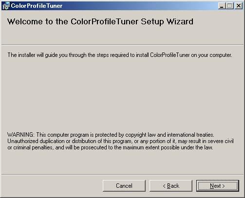 Installing ColorProfileTuner 3 Click [Next].