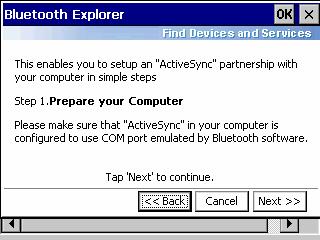 Click on ActiveSync Connection to detect your computer s ActiveSync connection.