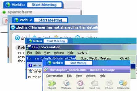 start an instant meeting from a chat window Invite more contacts to the meeting Re-invite contacts to the meeting Note: The IM contacts who join your instant meeting do not need to install the WebEx