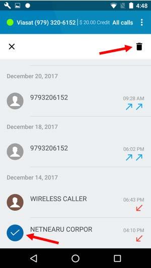 the call details for that number.