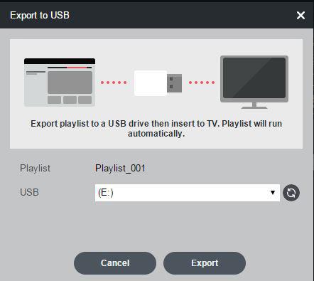 Export to USB Clicking the icon exports the playlist you are working on to a USB device.