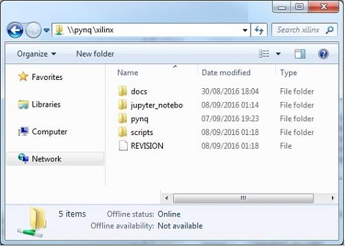 you can download all the example notebooks from the PYNQ GitHub page. Accessing files on the board Samba, a file sharing service, is running on the board.