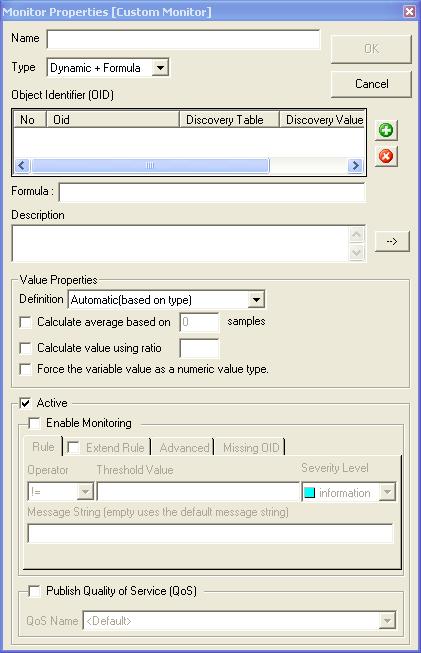 Adding Monitors to be Measured Following fields are enabled while creating Custom Monitors.