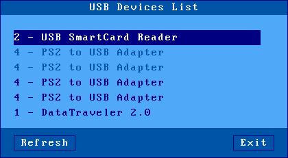 Tools and Statistics 9.6 - USB STATISTICS The [Diagnostics]-[USB] menu lists the connected USB devices. For example: For each line the number is the USB physical port number.