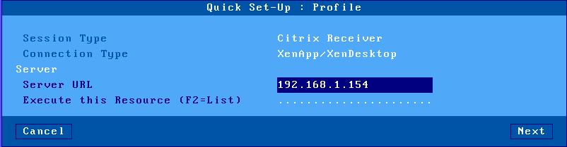 - Server IP Address: leave blank when using a DNS name 2.1.5 - Citrix Receiver - Resource Selection With the 'Citrix Receiver' connection type, a resource can be predefined (see previous chapter).