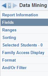 a Report Name Enter a Title (this prints on report) Select orientation Select Student Status Usually want Active, but not always Select Default Entity Default Entity is