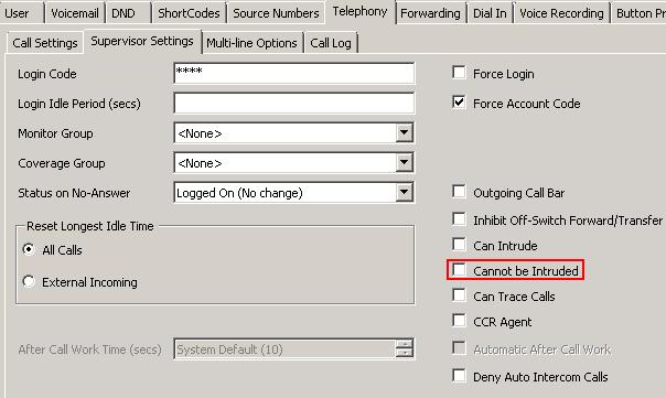 5.4. Configure Call Intrude for User By default users on IP Office cannot be intruded.