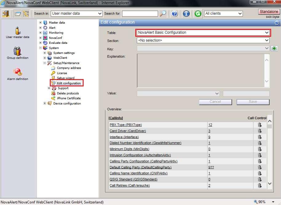 6.1 Configure NovaConf SIP Trunk Connection To begin the configuration of NovaConf in order to connect to IP Office using SIP trunks, from the main menu, expand