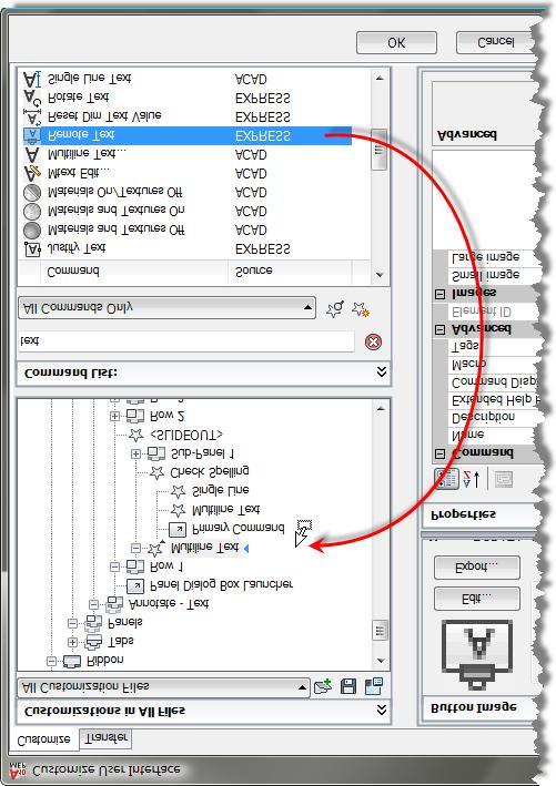 Where all the commands and controls in a row cannot be display a gray down arrow is displayed in the user s interface for expanding the panel.