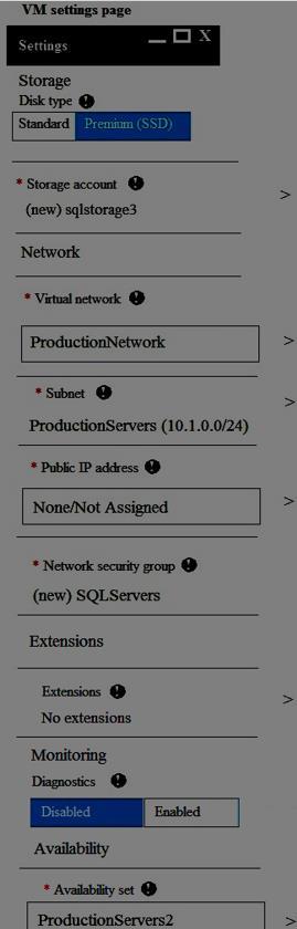 Explanation; Box 1: ProductionNetwork The virtual network is named ProductionNetwork.