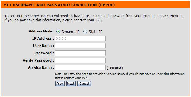 Section 3 - Configuration If you selected PPPoE, enter your PPPoE username and password.