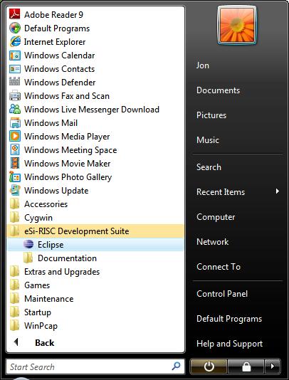 3 Starting the Integrated Development Environment After the esi-risc Development Suite has been installed, the Eclipse Integrated Development Environment can be started, by selecting: Start / All