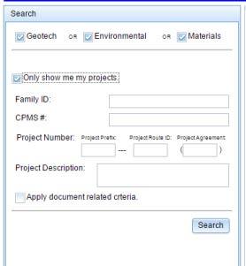3.2 My Projects The My Projects box is designed to assist a consultant in rapidly finding documents that the consultant uploaded. The My Projects box is included in the search accordion tab.