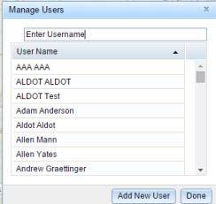 Figure 28 Manage Users Window To add users, select the Add New User button.