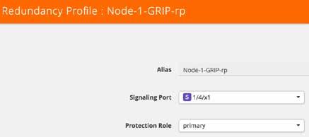 Step 2: Configuring redundancy profiles: 1. Navigate to Inline Bypass and click Redundancies > New. 2. Enter the following: Alias Signaling Port: Stack Port defined earlier Protection Role: Primary for this node and choose secondary for the second GigaVUE-HC2.