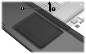Removal and Replacement Procedures 5.18 TouchPad TouchPad Spare Part Number Information TouchPad (includes TouchPad cable) 379798-001 1. Prepare the notebook for disassembly (Section 5.3). 2.