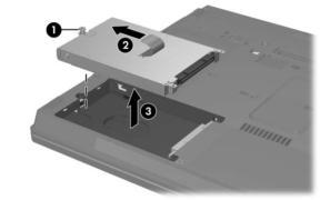 Removal and Replacement Procedures a. Loosen the PM2.5 13.0 spring-loaded hard drive retention screw 1. b.