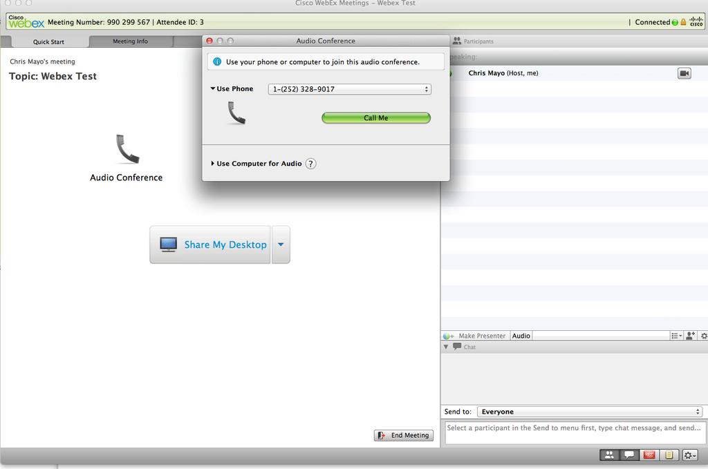 To join the meeting s audio by phone, enter your office number in the dialog box.
