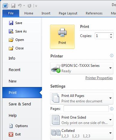 Choose an option according to the type of document and how it will be used. 10 When settings are complete, click Print.