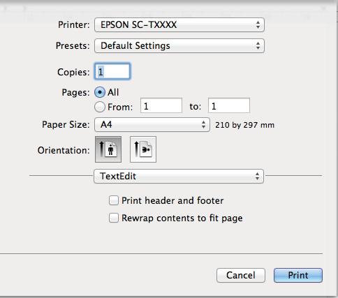 XXXX is the actual paper size, such as A4. XXXX: Print with margins on roll paper. Print using the Roll Paper Margin> selected on the printer. U Print Queues menu on page 140 OS X 10.