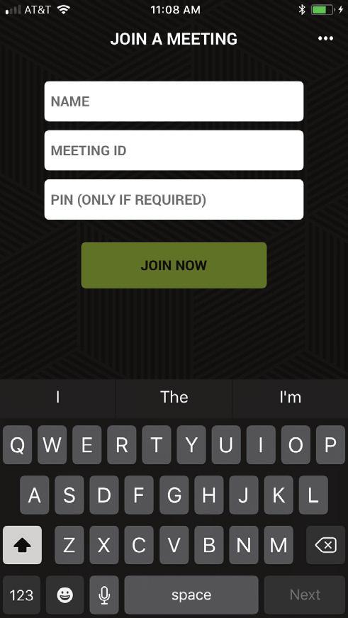 COALESCE MPE ICON When the app launches, enter the criteria to join the meeting Name,