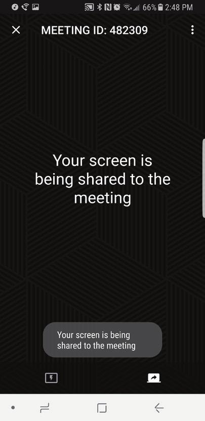 CHAPTER 8: ANDROID APPLICATION 8.2 SHARE YOUR SCREEN Tap the Screen share button on the tool bar to pause or resume screen sharing.