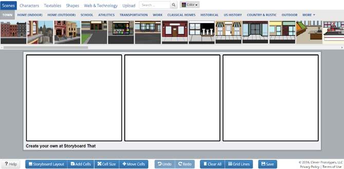 2. To create a storyboard: a. Click the Create a Storyboard button. NOTE: DO NOT click any purchase options. Use the free version. b. You may explore the other layout options on your own.
