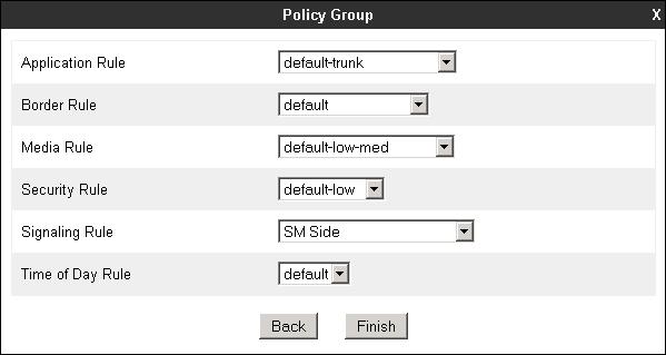 In the Policy Group tab, all fields used one of the default sets already pre-defined in the