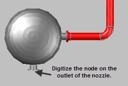 Now you can start to route your pipeline. Digitize the first point, ie at the node of the nozzle again.