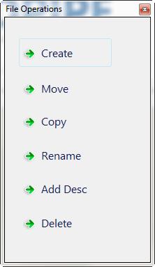 See the Available options listed. The Move and Copy options will open a Browse window. Here we will select the Create option.