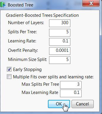 simply validation) For Method select Boosted Tree Select OK Specify the