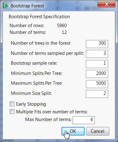 Specify Random Forrest parameters (used for