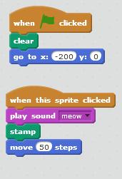 VERSION 2 The script performs the following actions when the GREEN FLAG is CLICKED 1 2 The screen is CLEARED The SPRITE is positioned at -200,0 The script performs the following actions when the