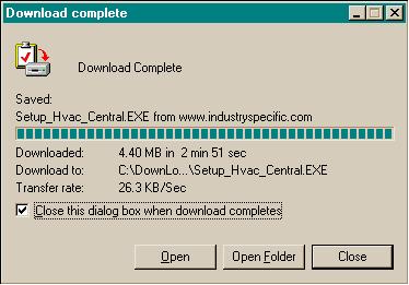 6. When the download is complete, click on the Open button to start the installation program. Some browser download dialogs do not show the Open button.