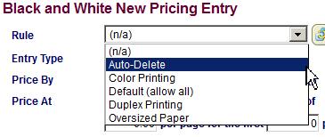 The Auto-Delete rule is now listed under the Pricing