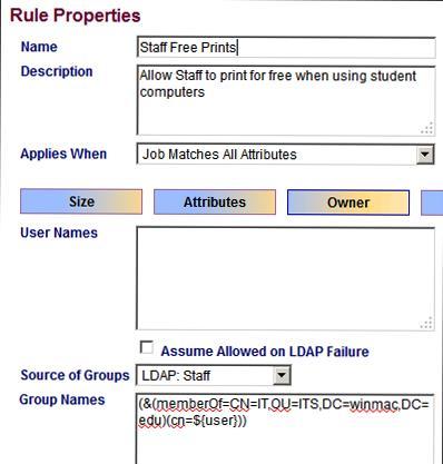 LDAP Filter An LDAP filter can be used to match the username from the print job to a member in your LDAP repository.